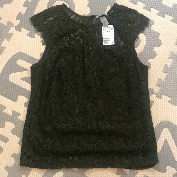 NWT Green Lace Top - Picture 5 of 8